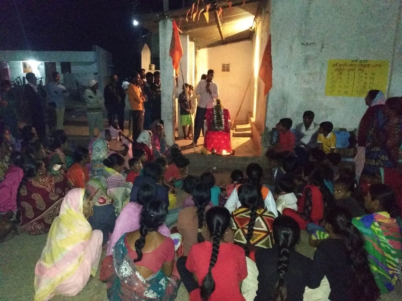 Read more about the article पदावली भजनाच्या गजरात धोपटाळा येथे युवकांनी केली शिवजयंती उत्साहात संपन्न