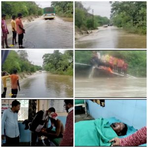 Read more about the article चक्क एस टि बस चालकाने वाहत्या पुरात बस टाकल्याने एक जण वाहून गेलाय..