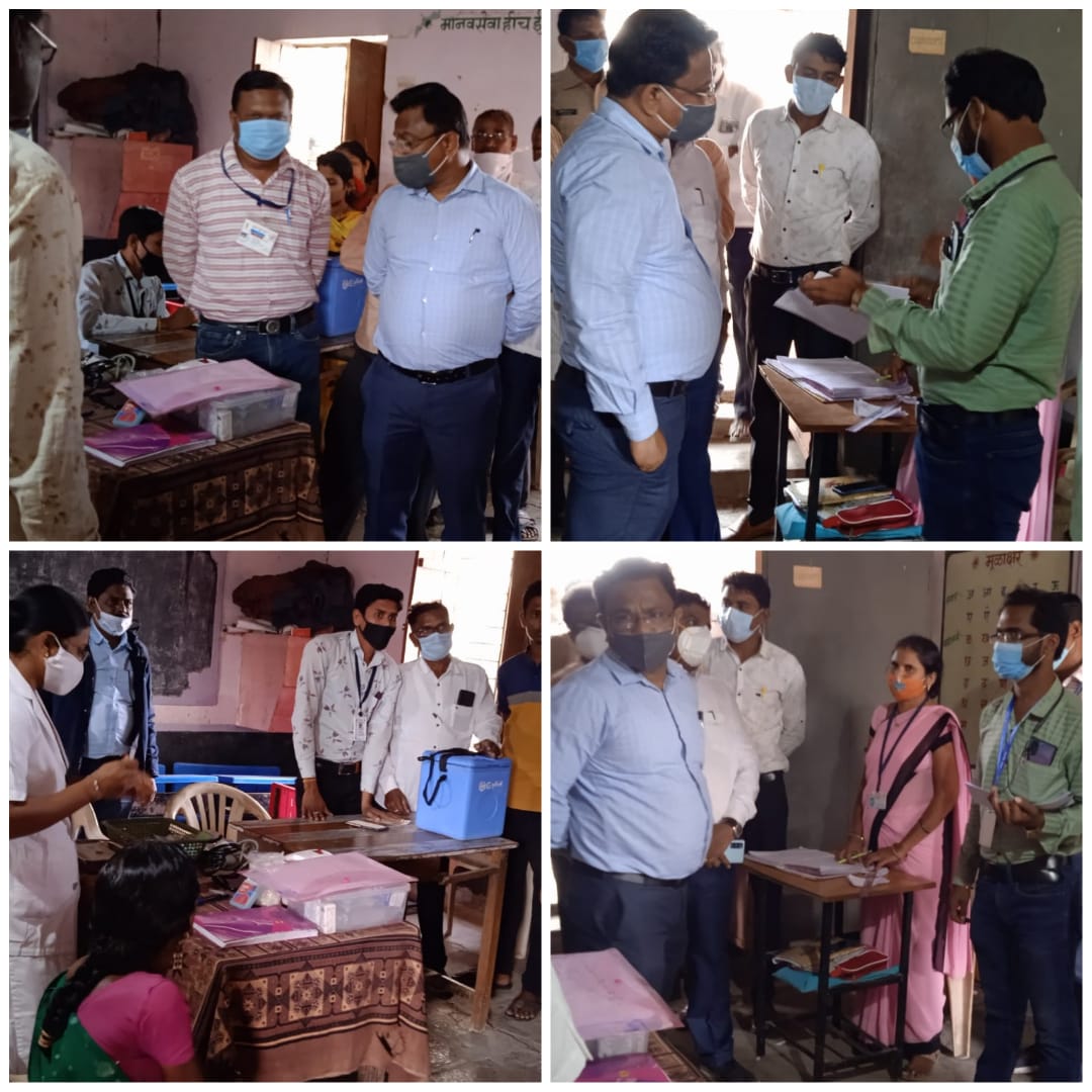 Read more about the article खैरी येथे एस.डी.ओ काळे व तहसीलदार डॉ.कानडजे यांची लसीकरण केंद्राला भेट