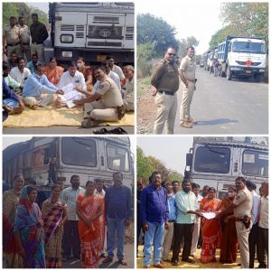 Read more about the article अवजड वाहतूकीविरोधात ग्रामस्थांचे रास्ता रोको आंदोलन