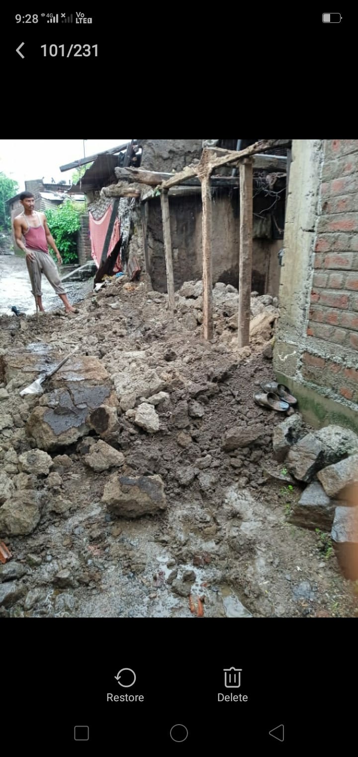 Read more about the article सततच्या पावसामुळे रिधोरा येथे घरा सह पीकांचे मोठे नुकसान