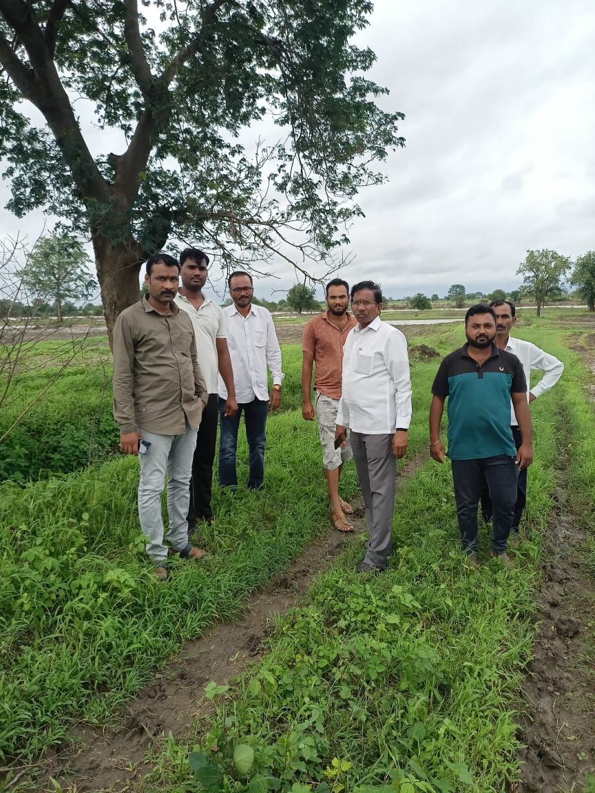 Read more about the article राळेगाव तालुक्यातील येवती येथे अतिवृष्टीने बाधित झालेल्या शेत जमिनीचे पाहणी करताना माजी शिक्षणमंत्री वसंतरावजी पुरके सर