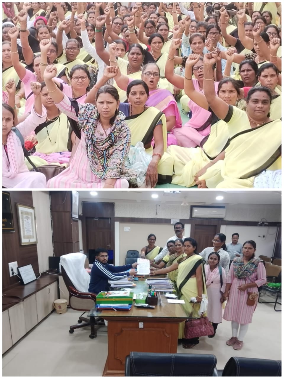 Read more about the article <em>जिल्हा परिषद कार्यालय समोर आशा व गटप्रवर्तकांचे विशाल धरणे आंदोलन</em>