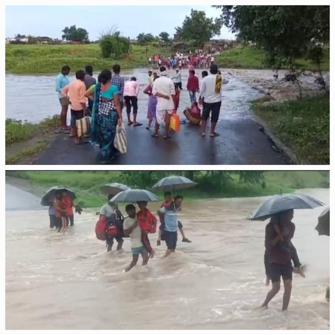 Read more about the article करंजी (सो) येथील पुलाची समस्या अद्यापही कायमच शासनाचे दुर्लक्ष, विद्यार्थ्यांना पुरातून चक्क कडेवर घेऊन पालकांना करावा लागतो जीवघेणा प्रवास