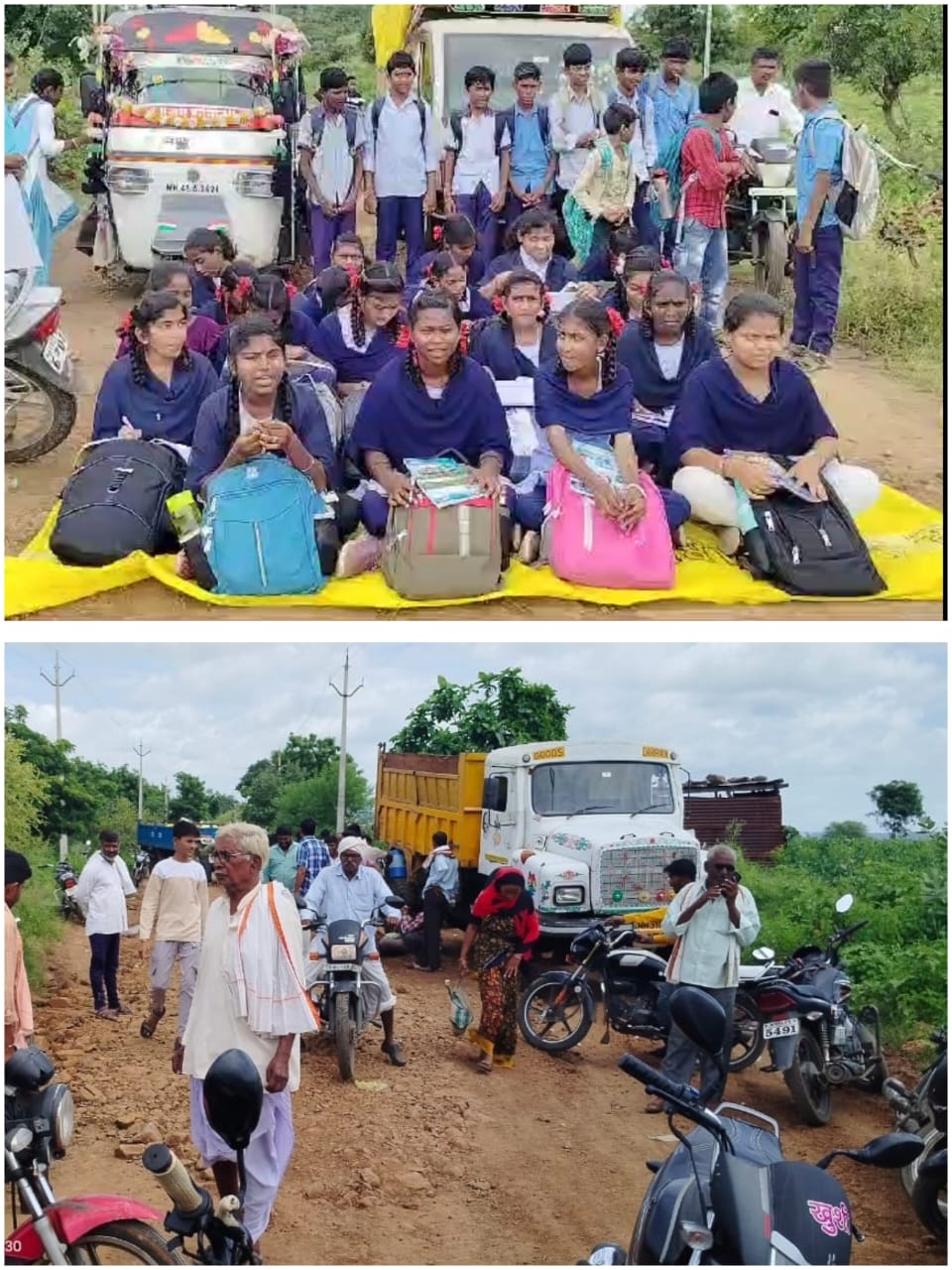 Read more about the article रस्त्याची दुरवस्था झाल्याने विद्यार्थीनी भरवली शाळा ,<em>ऊमरखेड महागाव विधानसभेचे आमदार नामदेव ससाने आदोलनाची दखल घेणार का विद्यार्थिनींचा सवाल</em>